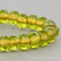 Rondelle (5x3mm) Olivine Transparent with Copper Lining