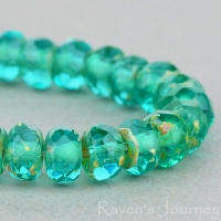 Rondelle (5x3mm) Aqua Green Transparent with Picasso Finish