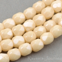 Round Faceted (4mm) Golden Luster Opaque