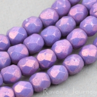 Round Faceted (4mm) Purple Luster Opaque