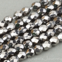 Round Faceted (3mm) Silver Opaque with Chrome Fullcoat