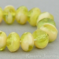 Rondelle (5x3mm) Ivory Opaque and Olivine Transparent Mix