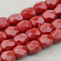 Round Faceted (4mm) Red Coral Opaque