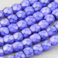 Round Faceted (3mm) Purple Opaque with Jet Honeycomb