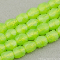 Round Faceted (4mm) Lime Green Opaline