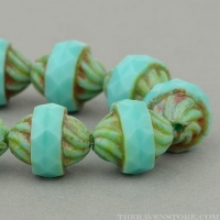 Spiral Central Cut (12x10mm) Turquoise Opaque with Picasso