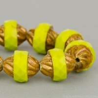 Spiral Central Cut (12x10mm) Gaspeite Green Opaque with Yellow Bronze