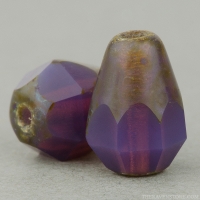 Faceted Drop-Bottom Cut (8x6mm) Purple Opaline with Picasso Finish