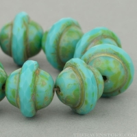 Saturn (10x12mm) Turquoise Opaque with Picasso