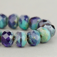 Rondelle (7x5mm) Turquoise, Purple, and Tanzanite Mix with Picasso
