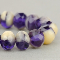 Rondelle (7x5mm) Ivory, Purple, and Tanzanite Mix Opaque and Transparent
