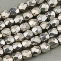 Round Faceted (3mm) Silver with Gold Undertone Finish Opaque