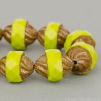 Spiral Central Cut (12x10mm) Gaspeite Green Opaque with Yellow Bronze