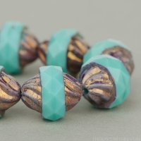 Spiral Central Cut (12x10mm) Turquoise Opaque with Dark Bronze Finish