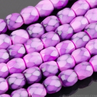 Round Faceted (3mm) Orchid Purple Opaque with Honeycomb Finish