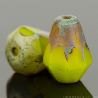 Faceted Drop-Bottom Cut (8x6mm) Gaspeite Green Silk with Picasso Finish
