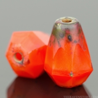 Faceted Drop - Bottom Cut (8x6mm) Orange Silk with Picasso Finish