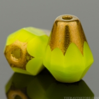 Faceted Drop - Bottom Cut (8x6mm) Lime Green Silk with Bronze Finish