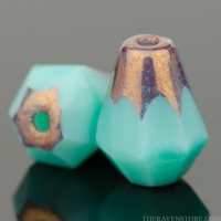 Faceted Drop - Bottom Cut (8x6mm) Turquoise Silk with Bronze Finish