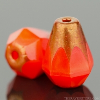 Faceted Drop - Bottom Cut (8x6mm) Orange Silk with Bronze Finish