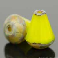 Faceted Drop - Top Cut (8x6mm) Lime Green Silk with Picasso Finish