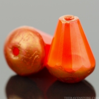 Faceted Drop - Top Cut (8x6mm) Orange Silk with Bronze Finish