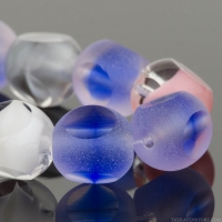 Triple Cut Round (8mm) Mixed Beads Blue, White, Crystal, and Pink Transparent Matte