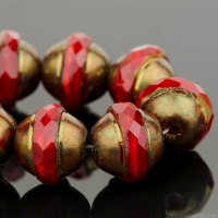 Saturn (10x12mm) Red Opaline with Antique Bronze Finish