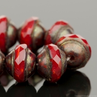Saturn (8x10mm) Red Coral Opaline with Matte Antique Bronze Finish