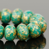 Rondelle (5x3mm) Green Turquoise Opaque with Antique Gold Finish