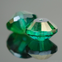 Saturn Cut Rondelle (10x6mm) Green Emerald Transparent with Celsian Finish