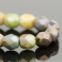 Round Faceted (4mm) Natural Rainbow Opaque Mix with Stone Finish 20 Strands of 50 Beads per Unit *Last Unit Remaining*