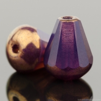 Faceted Drop - Top Cut (8x6mm) Purple Opaline with Bronze Finish