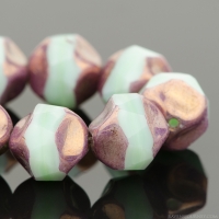 Baroque Central Cut (9mm) Seafoam Green Silk with Purple Bronze Finish, 7 Strands of 15 Beads per Unit *Last Unit Remaining*
