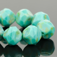 Baroque Central Cut (9mm) Turquoise Opaque with Picasso Finish