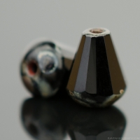 Faceted Drop - Top Cut (8x6mm) Jet Opaque with Picasso Finish
