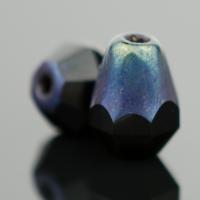 Faceted Drop - Bottom Cut (8x6mm) Jet Opaque with Blue/Purple Iris Luster Finish