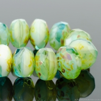 Rondelle (7x5mm) Peruvian Opal Mix Transparent and Opaque with Picasso Finish