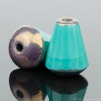Faceted Drop - Top Cut (8x6mm) Turquoise Green Opaque with Bronze Finish