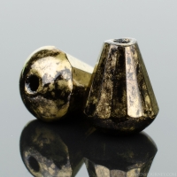 Faceted Drop - Top Cut (8x6mm) Jet Opaque with Antiqued Gold Finish