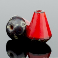 Faceted Drop - Top Cut (8x6mm) Red Opaline with Picasso Finish