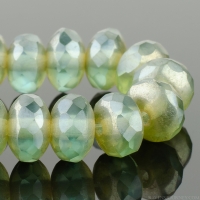 Rondelle (7x5mm) Sage Green Transparent Matte with Silver Luster