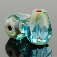 Faceted Drop - Bottom Cut (8x6mm) Aqua Blue Transparent with Picasso Finish