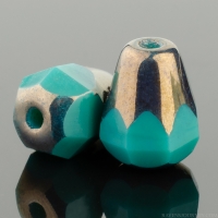 Faceted Drop - Bottom Cut (8x6mm) Turquoise Green Opaque with Bronze Finish