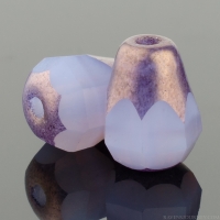 Faceted Drop - Bottom Cut (8x6mm) Purple Lilac Opaline Matte with Bronze Finish