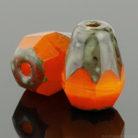 Faceted Drop - Bottom Cut (8x6mm) Orange Opaline Picasso Finish