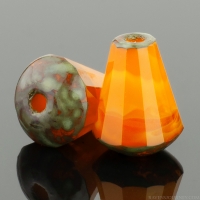 Faceted Drop - Top Cut (8x6mm) Orange Opaline with Picasso Finish