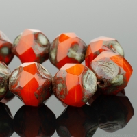 Baroque Central Cut (9mm) Orange Opaline with Picasso Finish