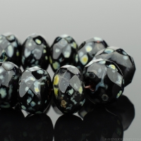 Rondelle (9x6mm) Jet Black Opaque with Speckled Picasso Finish