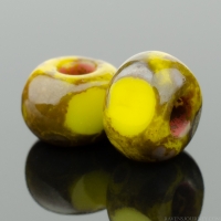 Faceted Seed Bead 6/0 (4x3mm) Yellow Opaque with Picasso Finish